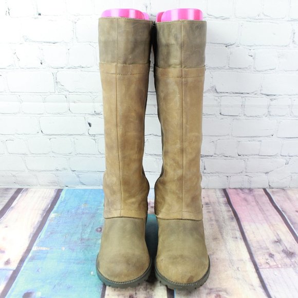 CLARKS Tall Knee-High Leather Boot Side Zip Sz 4.5 - Picture 5 of 9